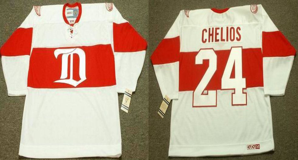 2019 Men Detroit Red Wings #24 Chelios White CCM NHL jerseys->detroit red wings->NHL Jersey